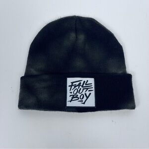 Fall Out Boy Logo Black Acid Wash Watch Cap/Beanie Unisex One Size; Band, Music